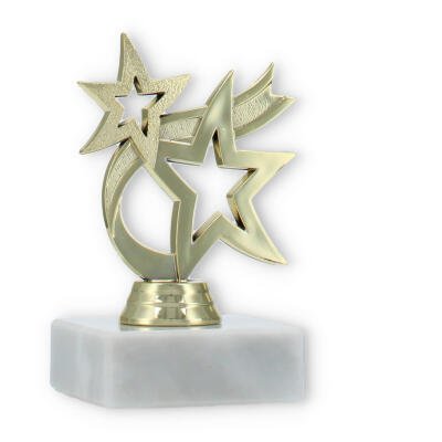 Trophy plastic figure star Neptune gold on white marble base