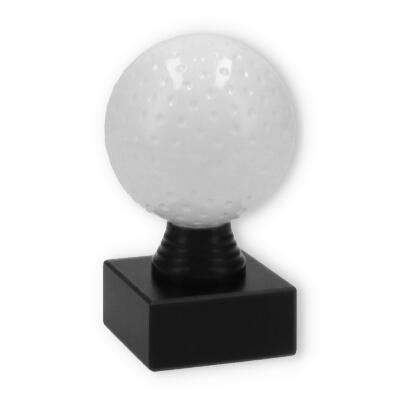 Pokal Kunststofffigur Golfball auf schwarzem Marmorsockel