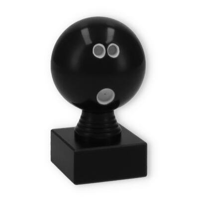 Pokal Kunststofffigur Bowlingkugel auf schwarzem Marmorsockel