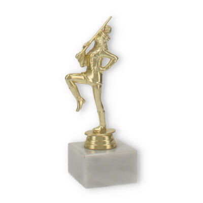 trofeos figura plastico mariechen bailando oro sobre base marmol blanco